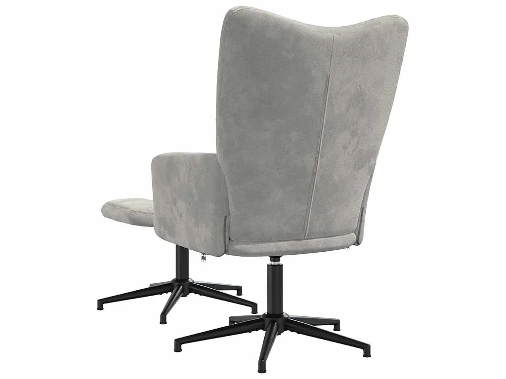 Relaxsessel mit Hocker Hellgrau Samt