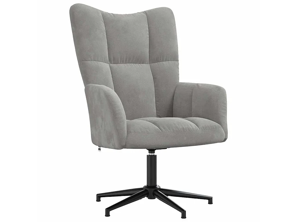 Relaxsessel mit Hocker Hellgrau Samt