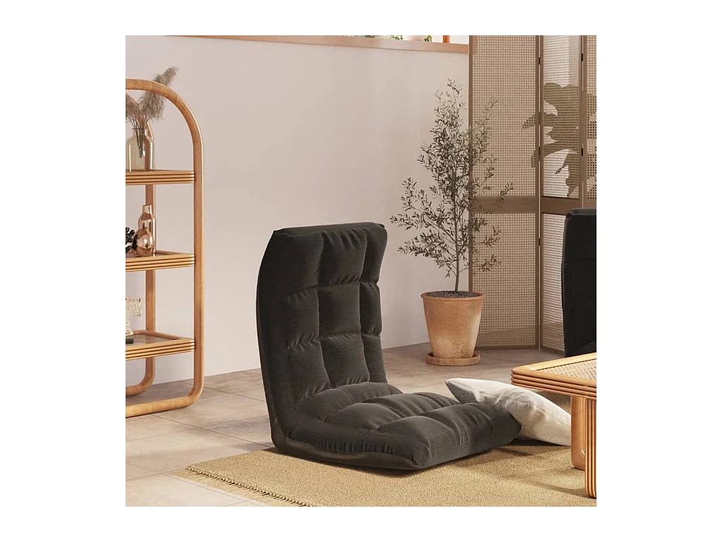 Chaise pliable de sol Noir Tissu