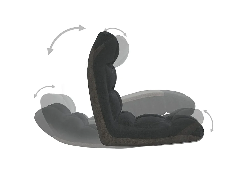 Chaise pliable de sol Noir Tissu