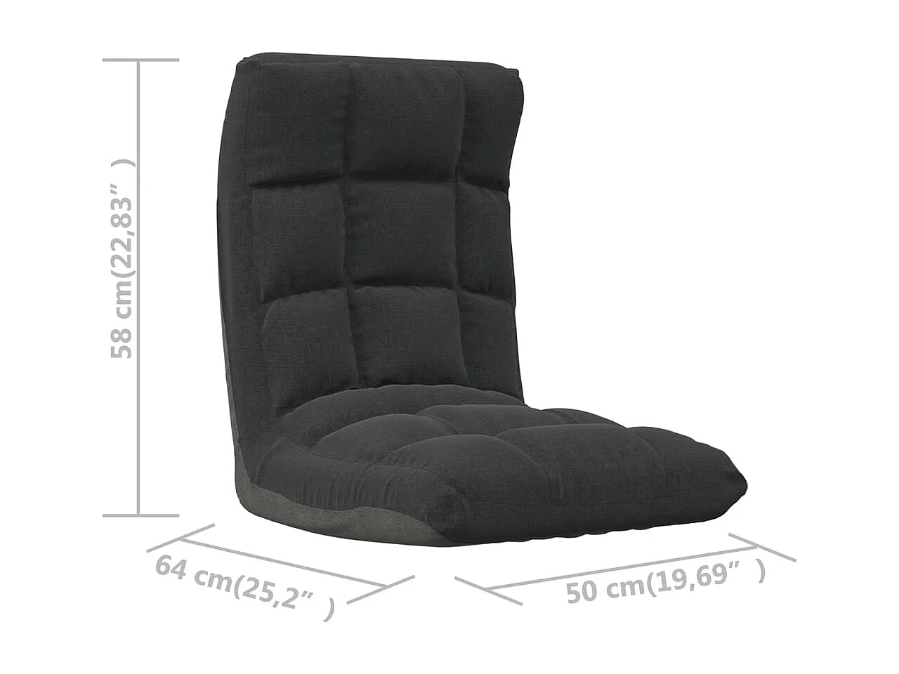 Chaise pliable de sol Noir Tissu