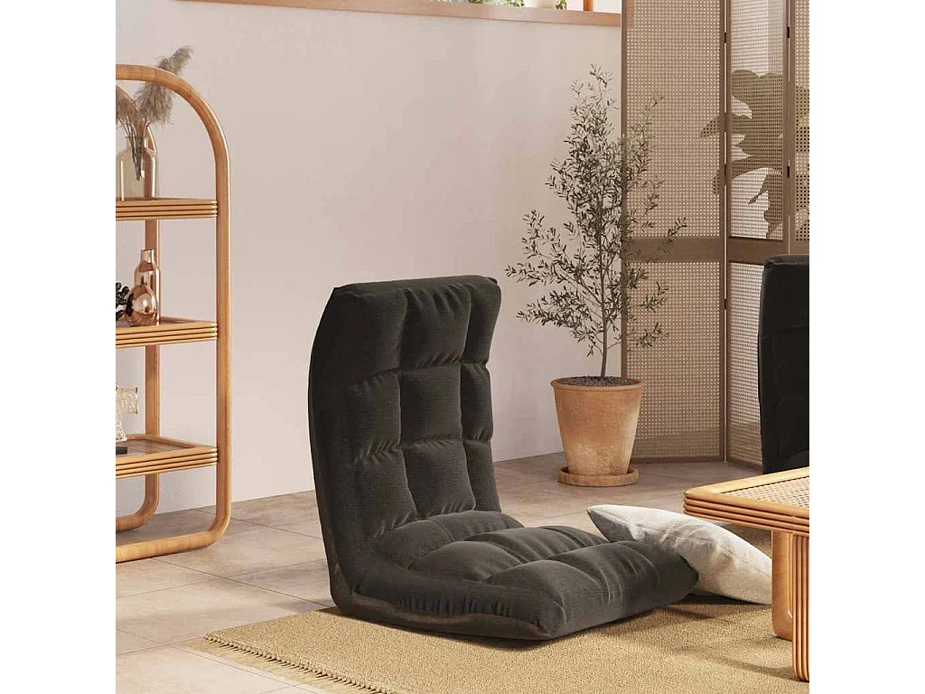Silla de suelo plegable de tela negra