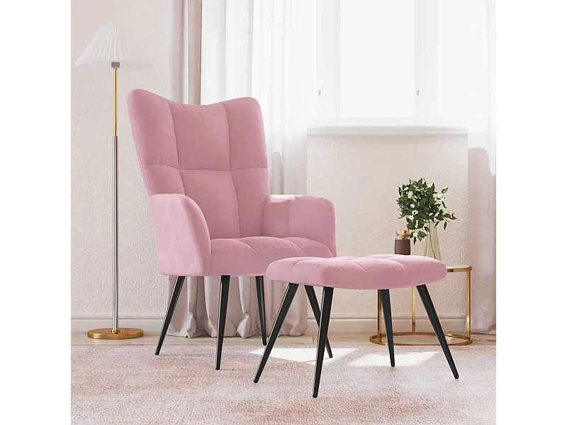 Relaxsessel mit Hocker Rosa Samt