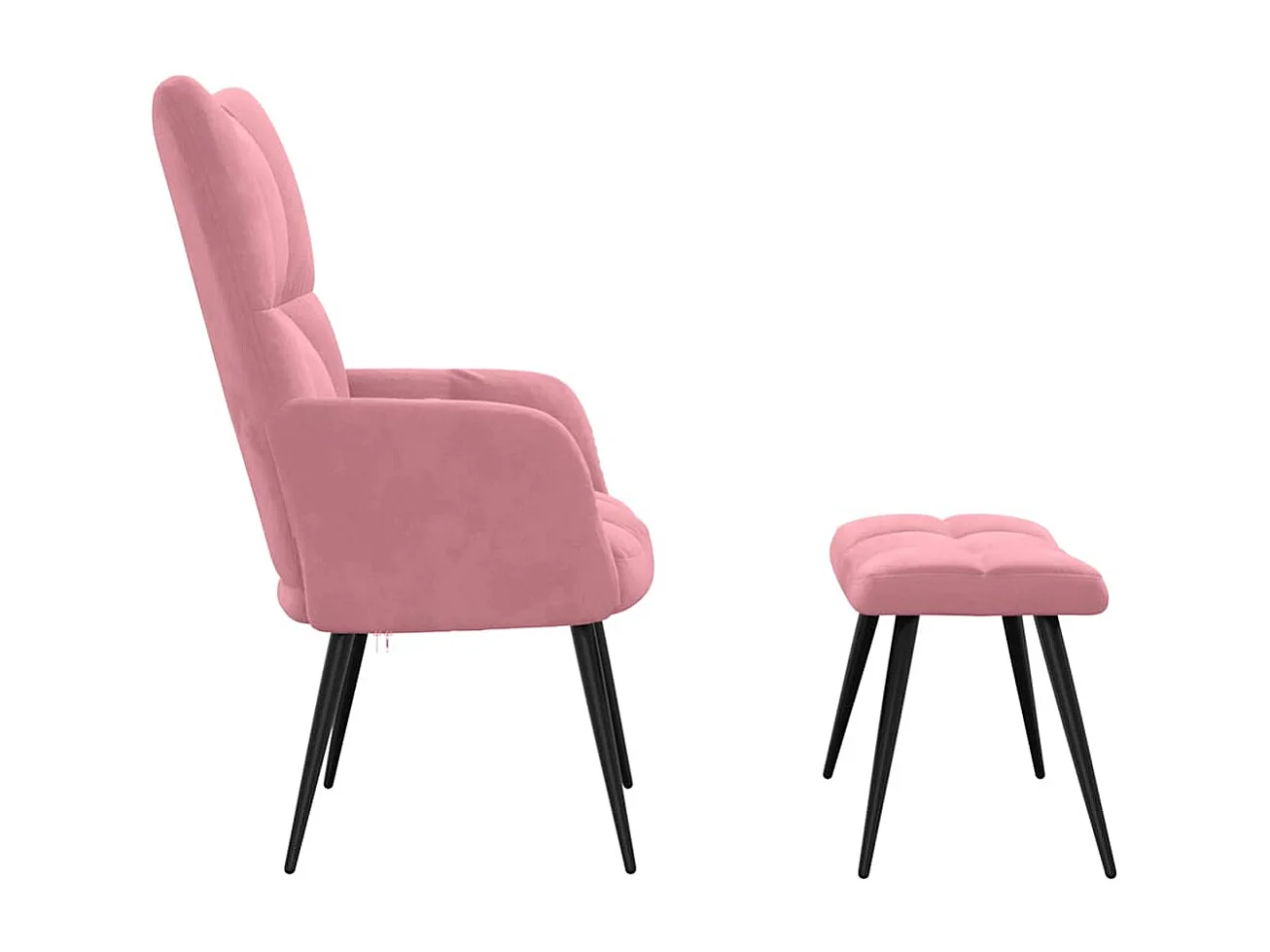 Chaise de relaxation avec tabouret Rose Velours