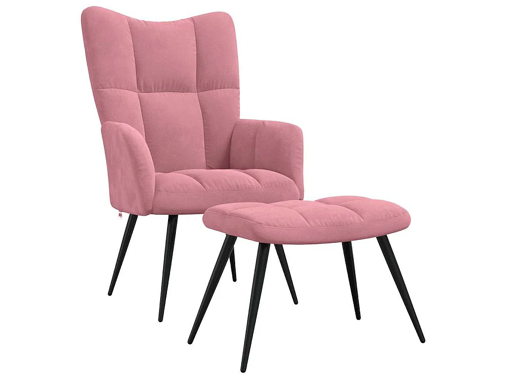 Relaxsessel mit Hocker Rosa Samt