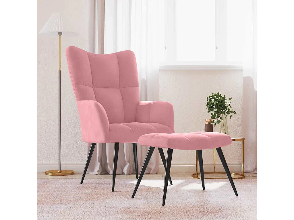 Relaxsessel mit Hocker Rosa Samt