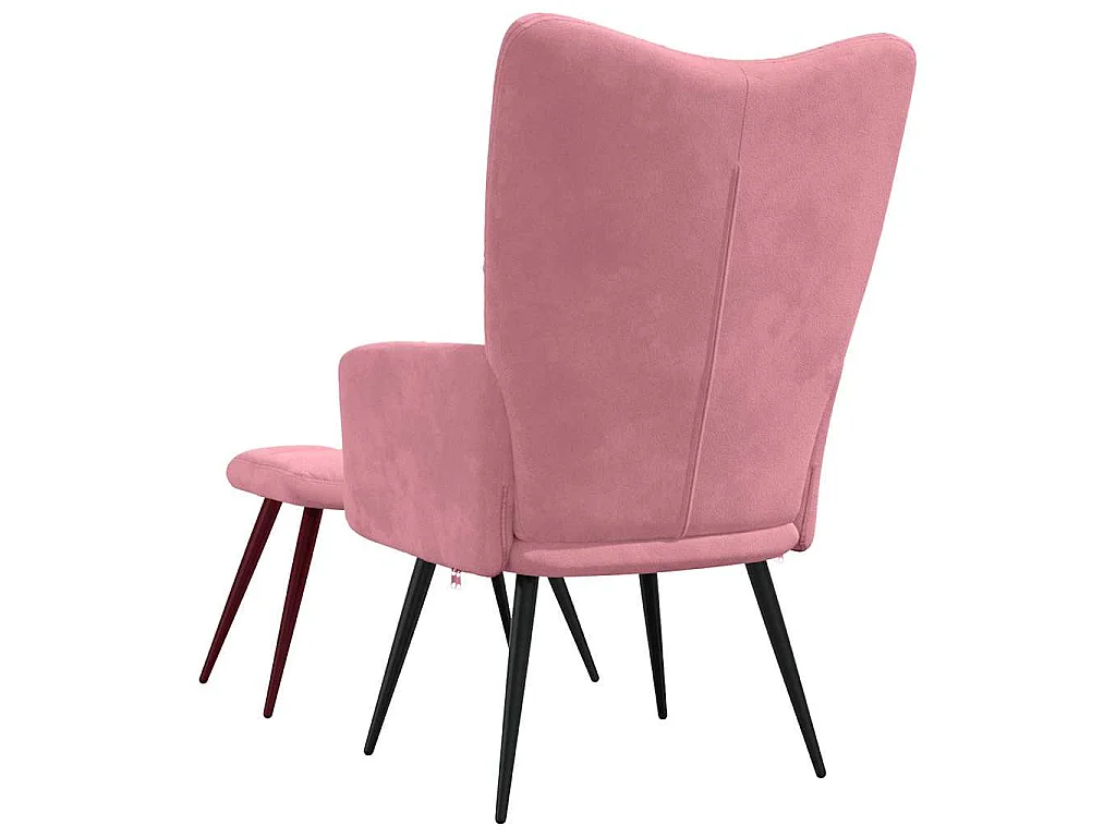 Chaise de relaxation avec tabouret Rose Velours