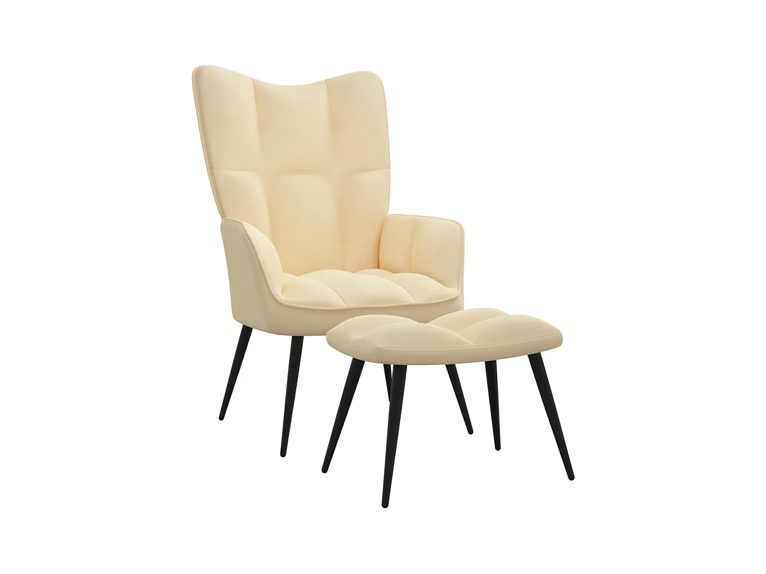 Relaxsessel mit Hocker Cremeweiß Samt