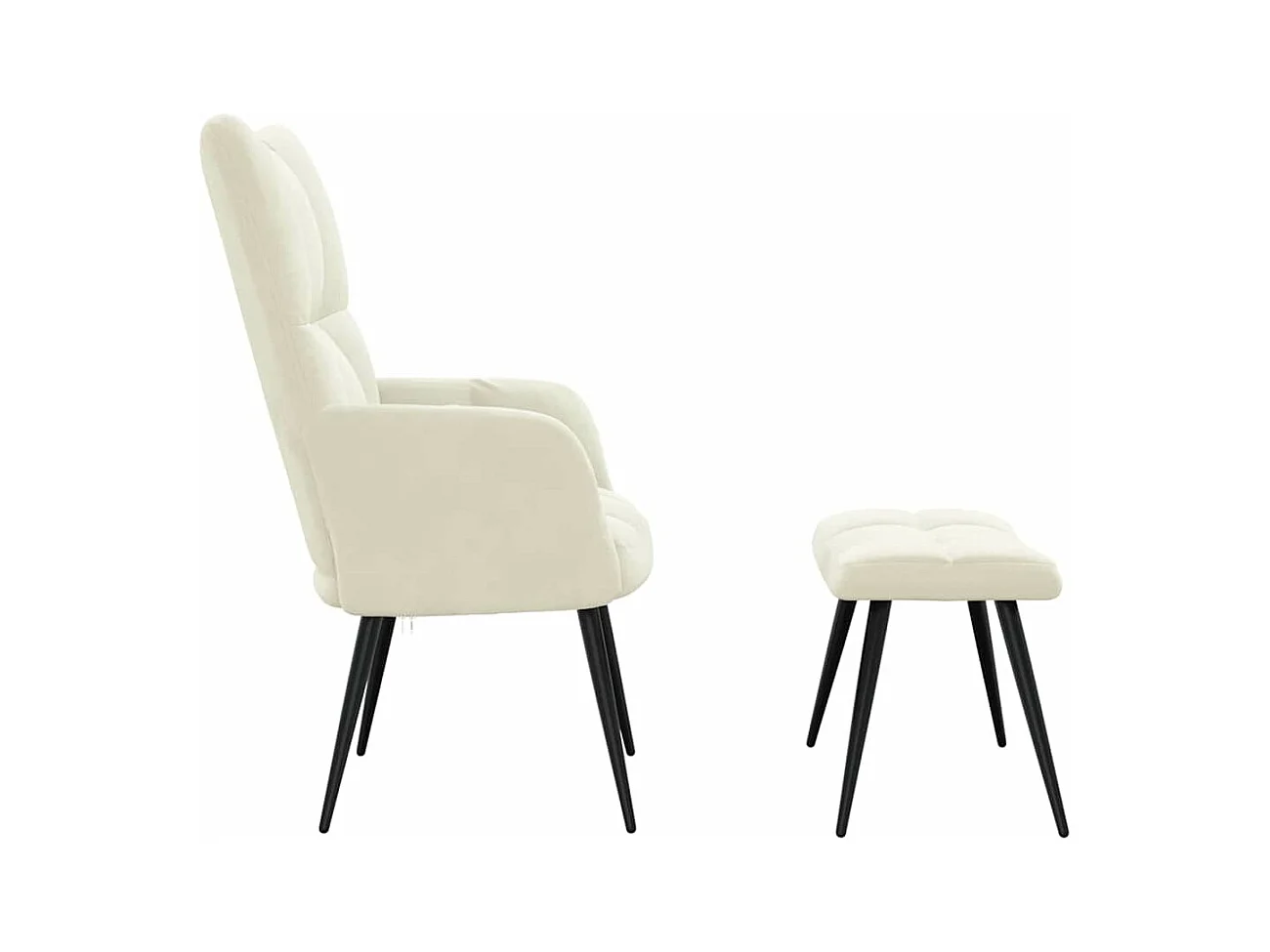 Relaxsessel mit Hocker Cremeweiß Samt