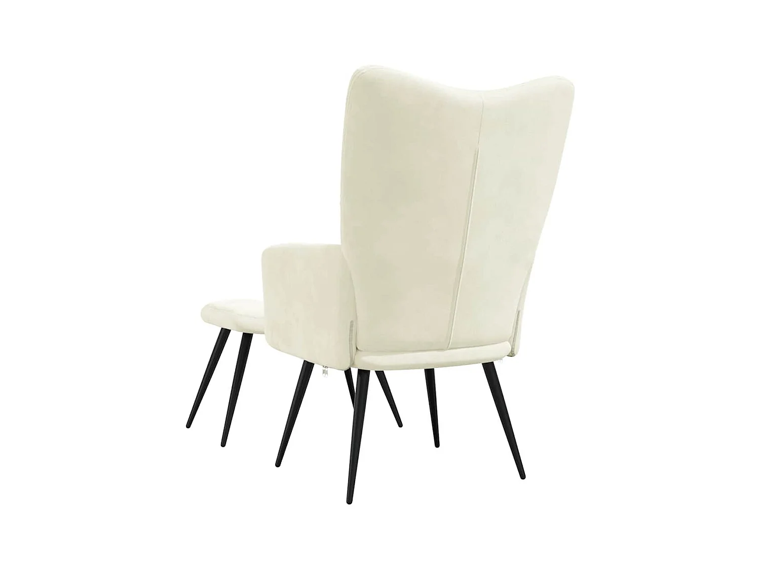 Relaxsessel mit Hocker Cremeweiß Samt