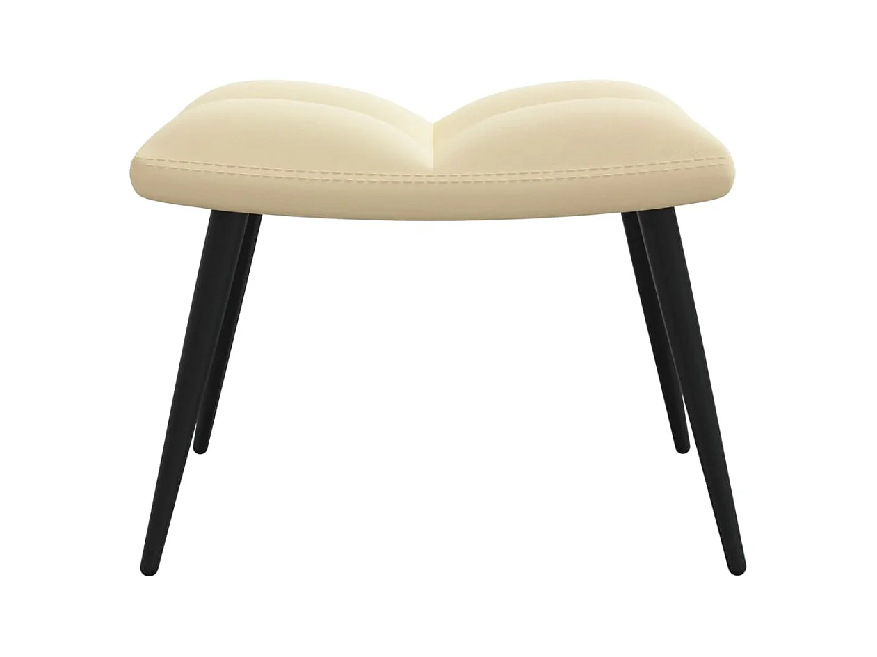 Relaxsessel mit Hocker Cremeweiß Samt