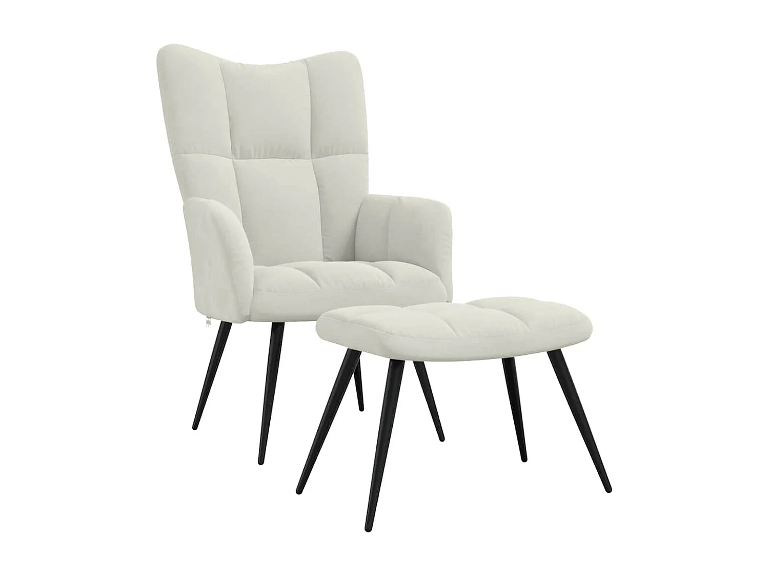 Chaise de relaxation avec tabouret Blanc crème Velours