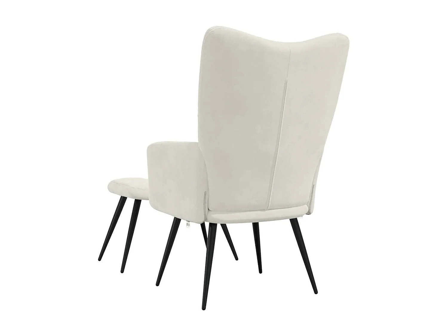 Chaise de relaxation avec tabouret Blanc crème Velours