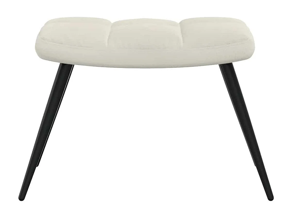 Chaise de relaxation avec tabouret Blanc crème Velours