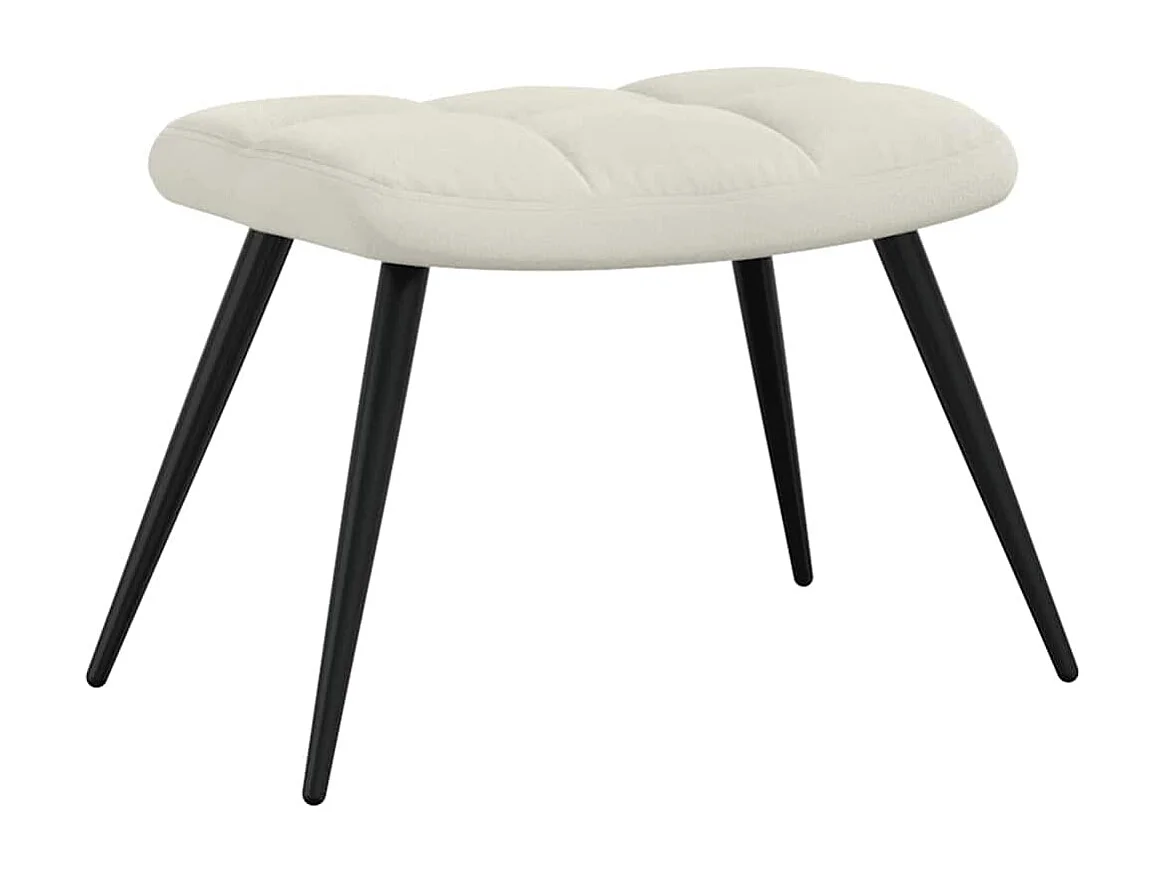 Chaise de relaxation avec tabouret Blanc crème Velours