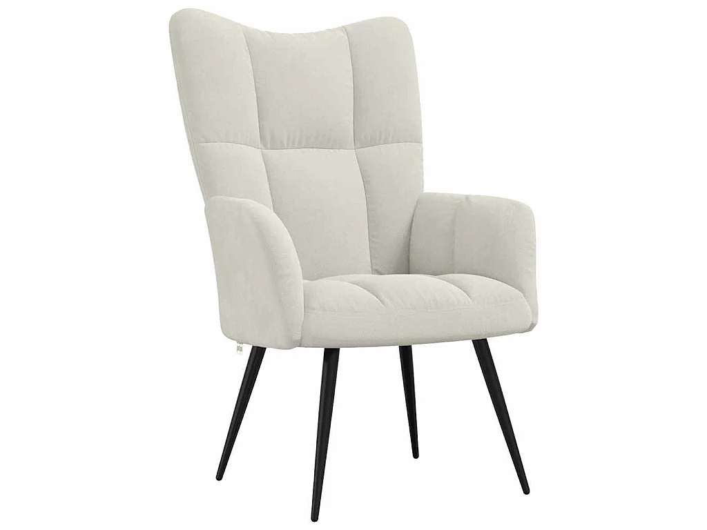 Chaise de relaxation avec tabouret Blanc crème Velours