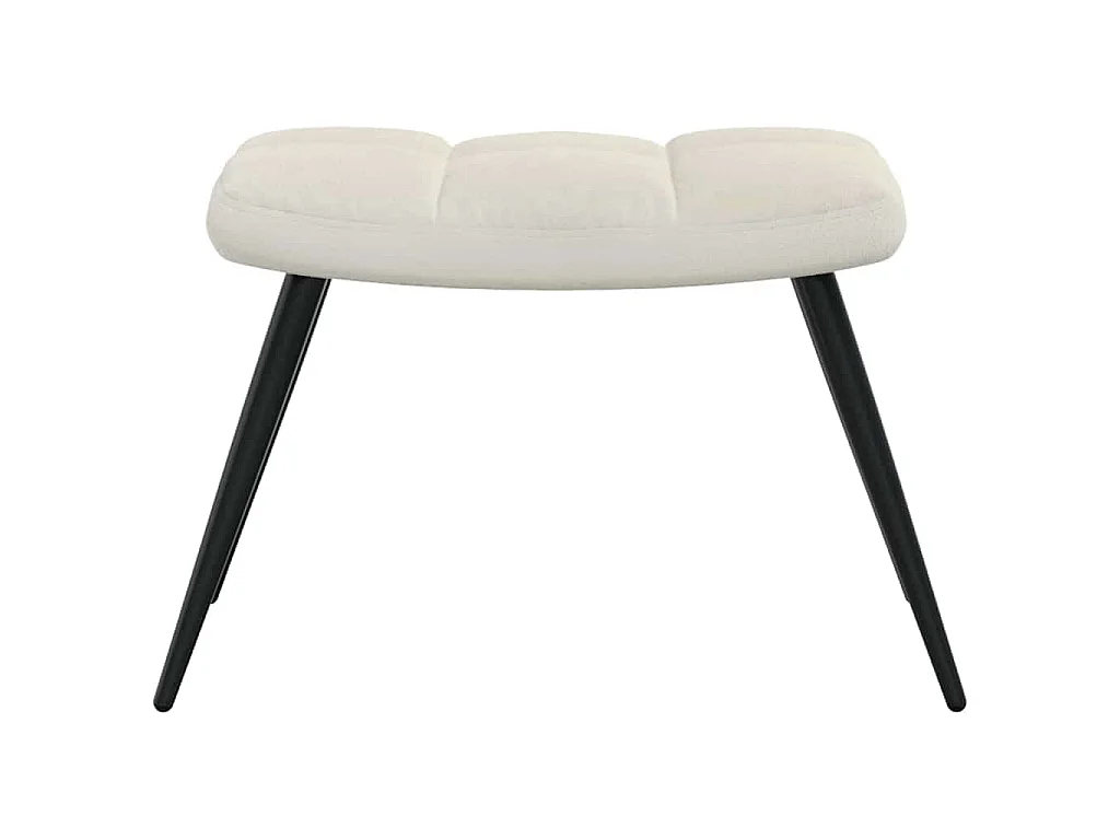 Chaise de relaxation avec tabouret Blanc crème Velours