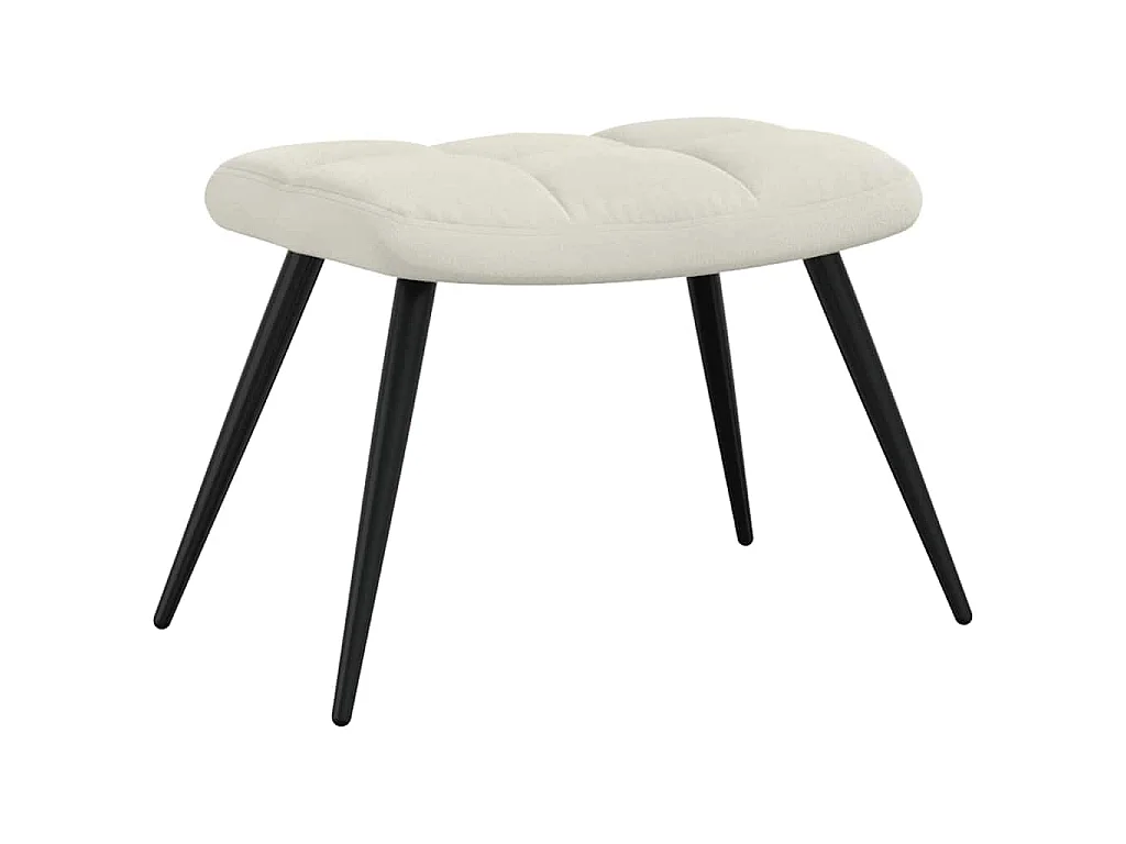 Chaise de relaxation avec tabouret Blanc crème Velours