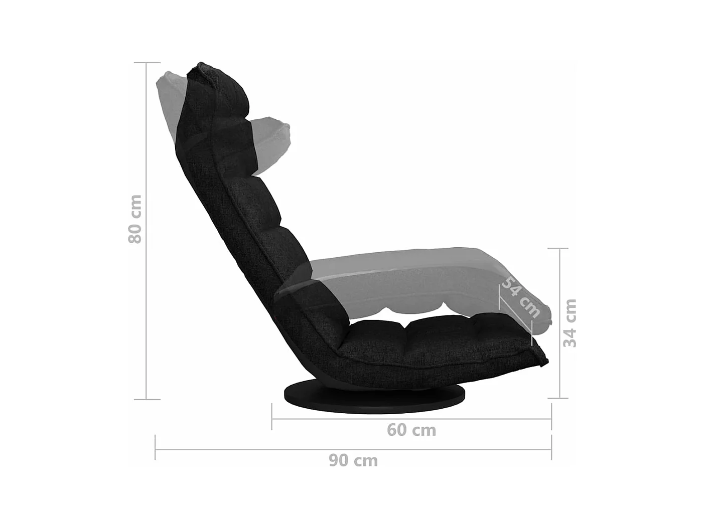 Vloerstoel draaibaar stof zwart