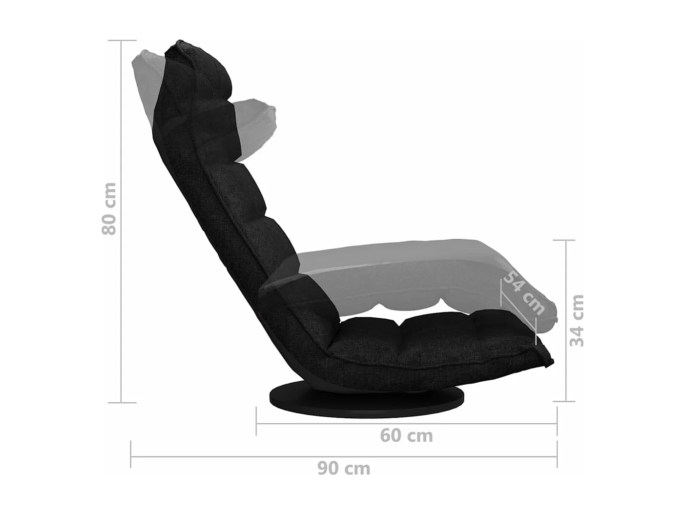 Chaise pivotante de sol Noir Tissu