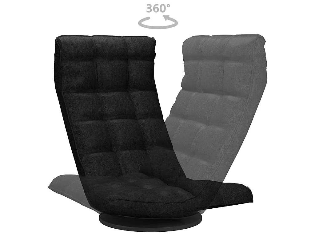 Chaise pivotante de sol Noir Tissu
