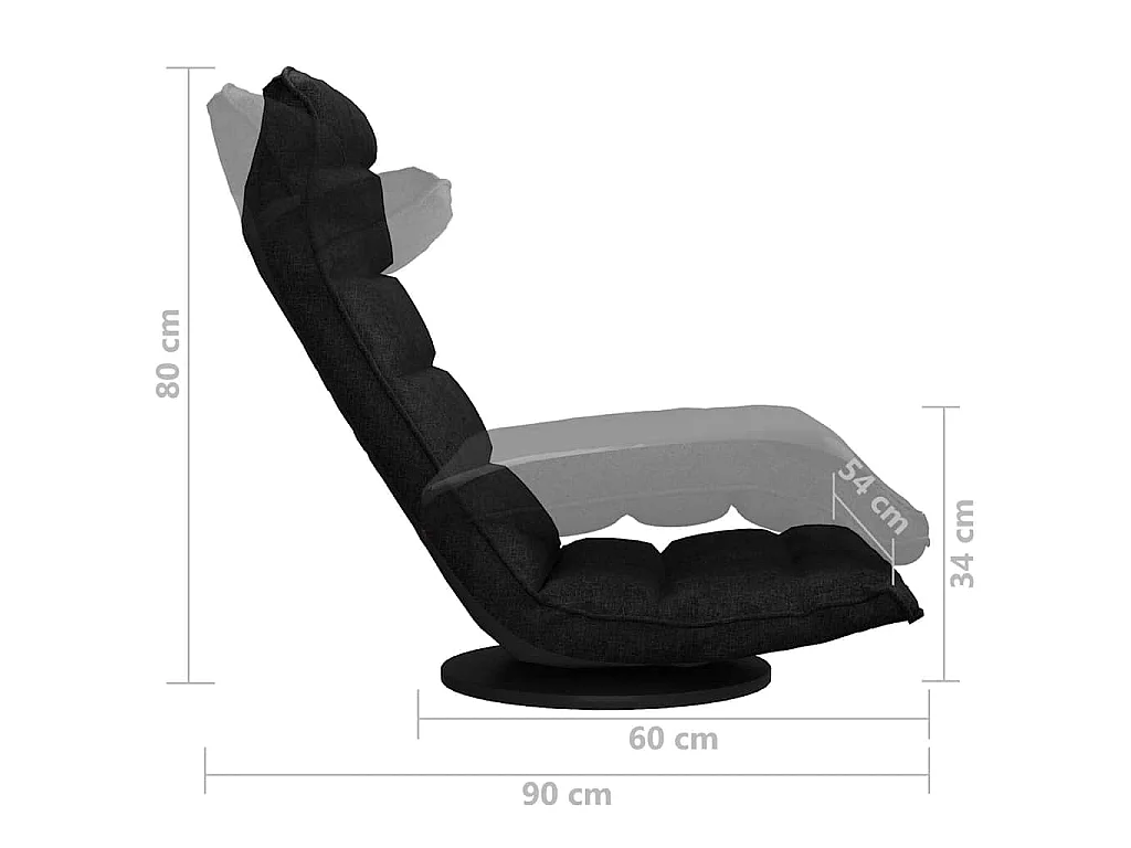 Chaise pivotante de sol Noir Tissu