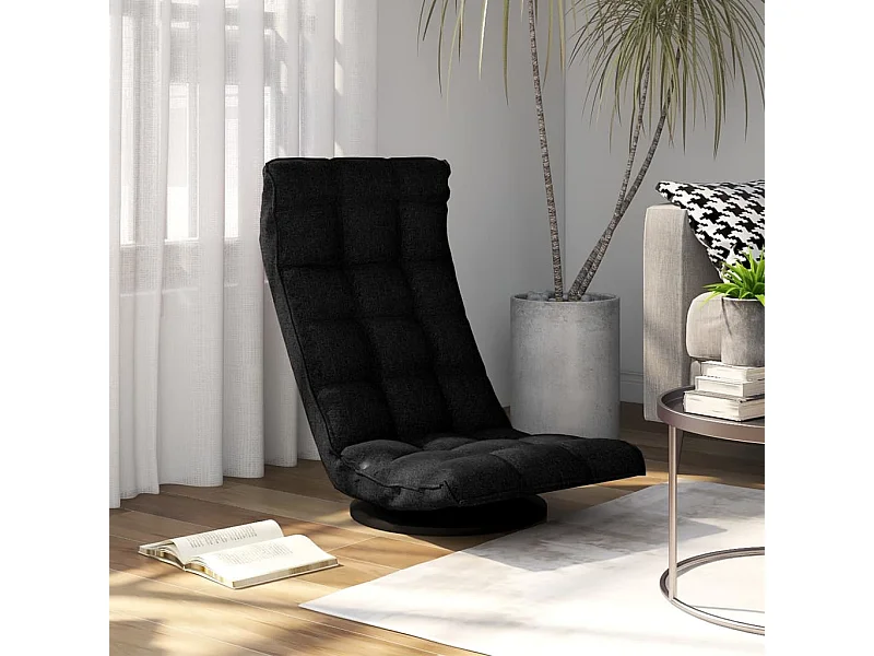 Chaise pivotante de sol Noir Tissu