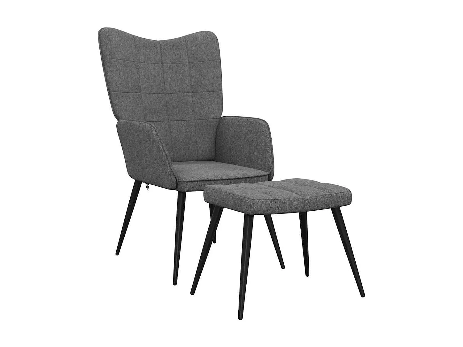 Chaise de relaxation avec tabouret Gris foncé Tissu