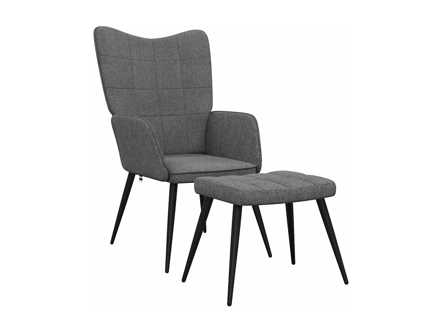 Sedia Relax con Sgabello Grigio Scuro in Tessuto