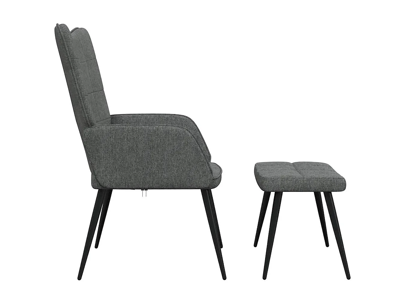 Sedia Relax con Sgabello Grigio Scuro in Tessuto