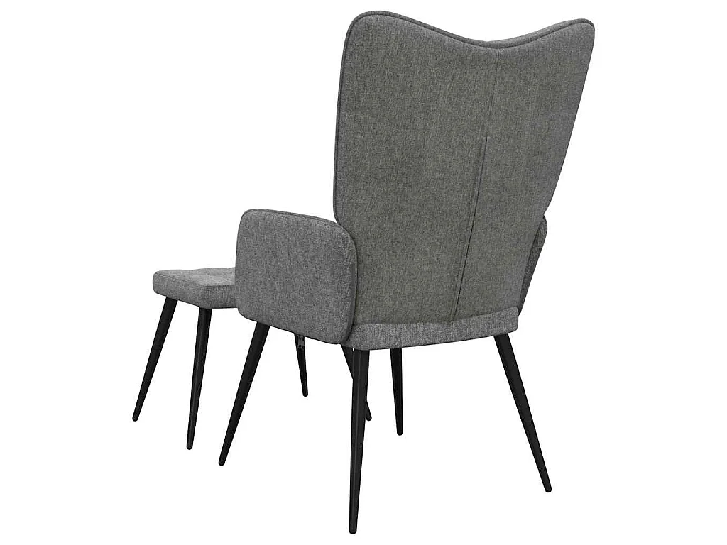 Sedia Relax con Sgabello Grigio Scuro in Tessuto