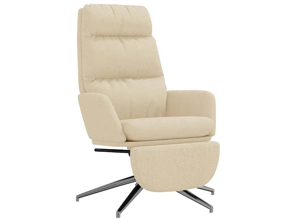Chaise de relaxation avec repose-pied Crème Tissu