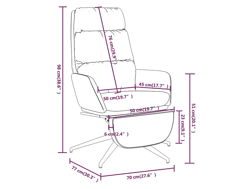 Chaise de relaxation avec repose-pied Crème Tissu