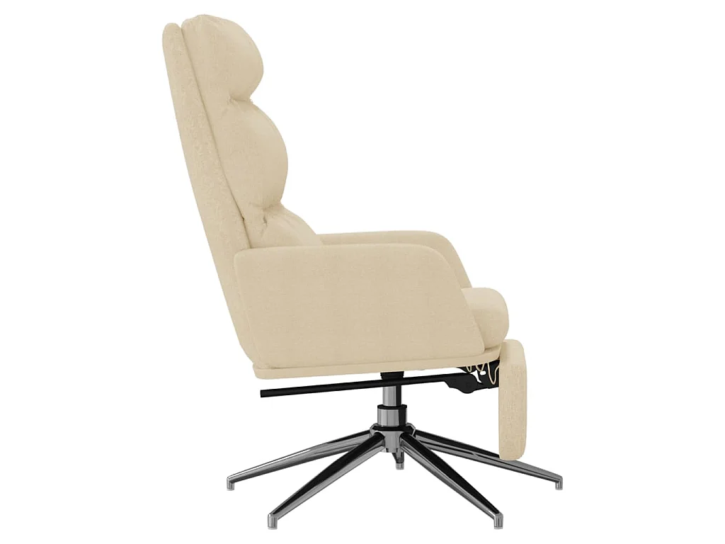 Chaise de relaxation avec repose-pied Crème Tissu