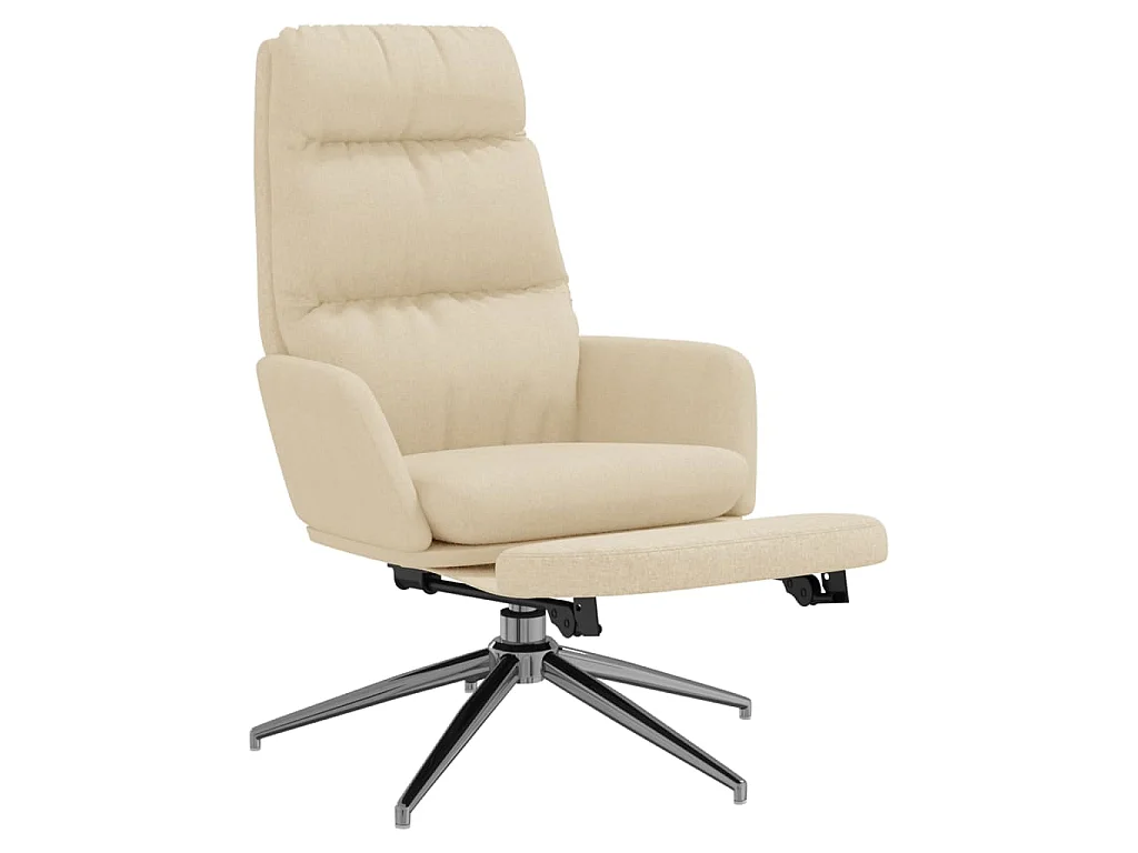 Chaise de relaxation avec repose-pied Crème Tissu