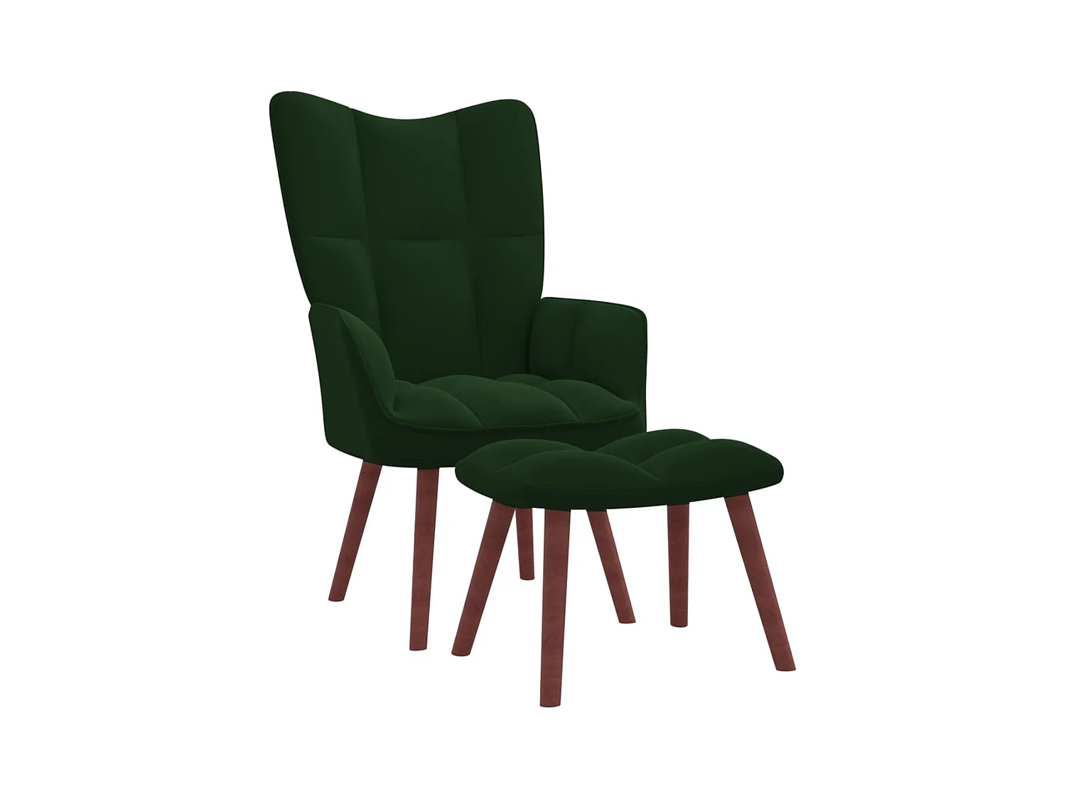 Relaxsessel mit Hocker Dunkelgrün Samt