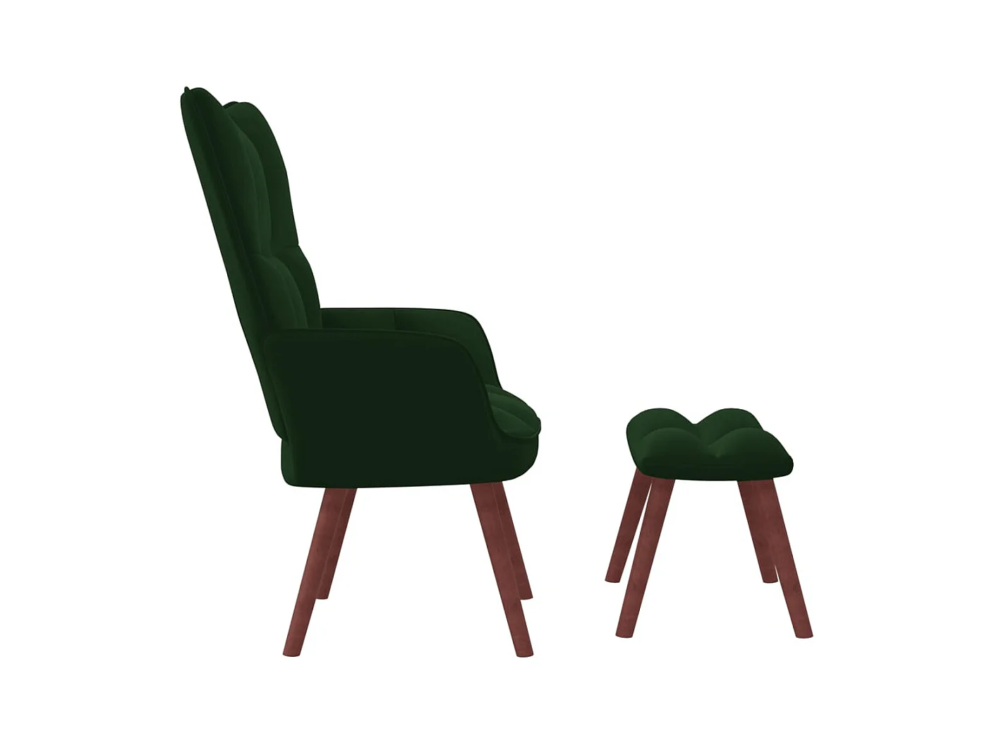 Relaxsessel mit Hocker Dunkelgrün Samt