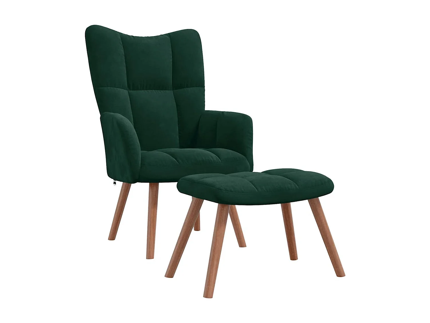 Sillón de relax con taburete terciopelo verde oscuro