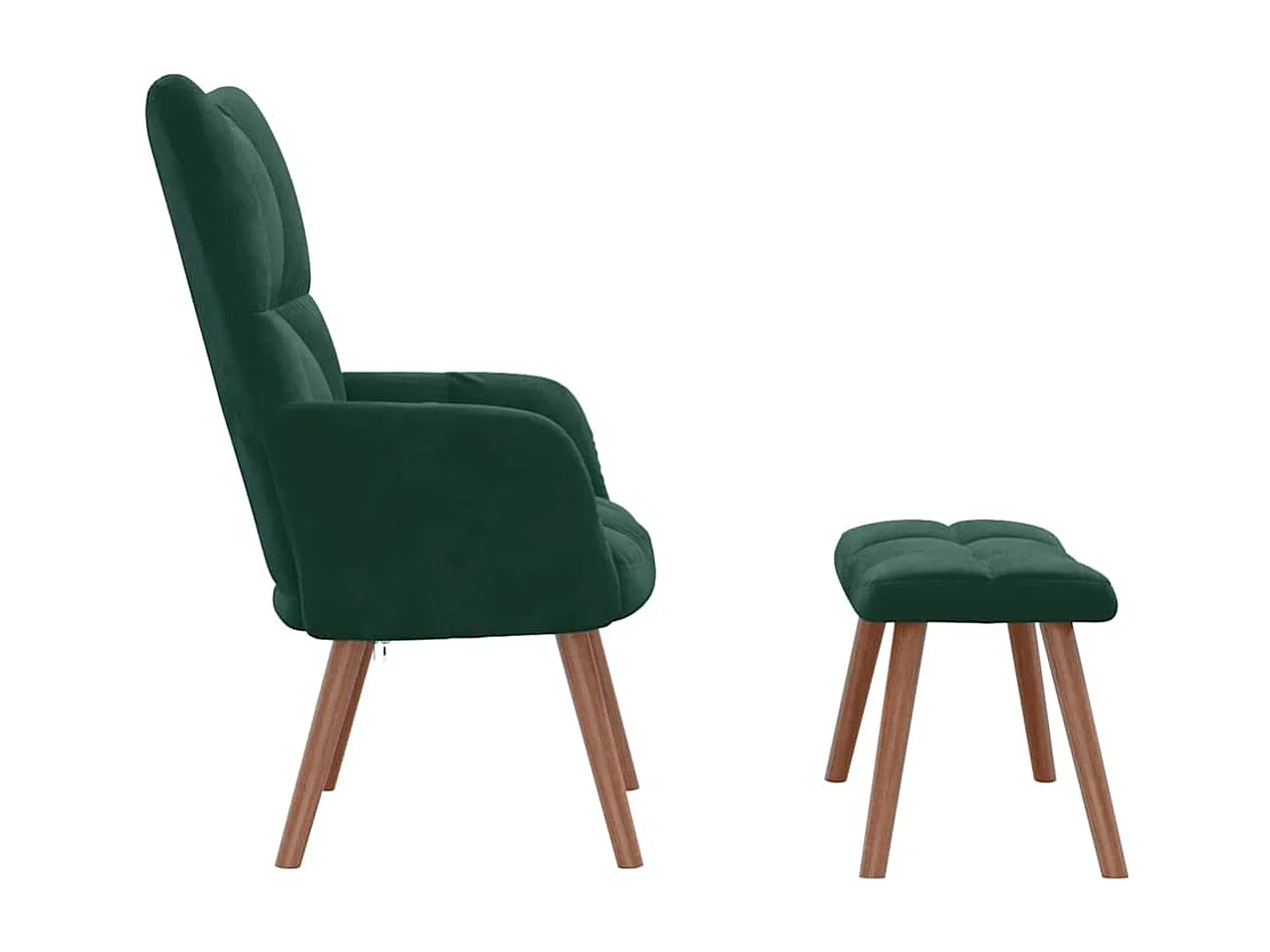 Chaise de relaxation avec repose-pied Vert foncé Velours