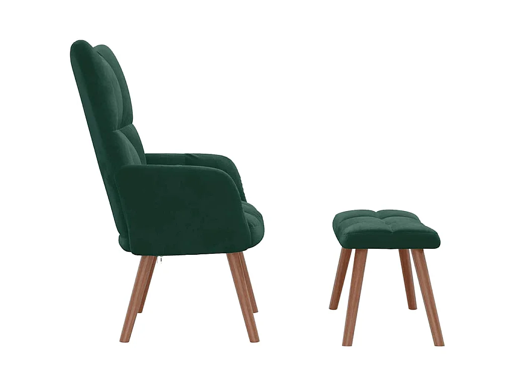 Poltrona Relax con Poggiapiedi Verde Scuro in Velluto