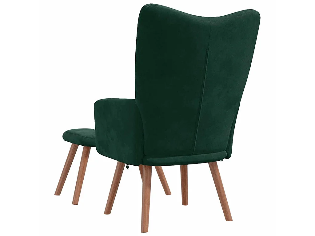 Poltrona Relax con Poggiapiedi Verde Scuro in Velluto