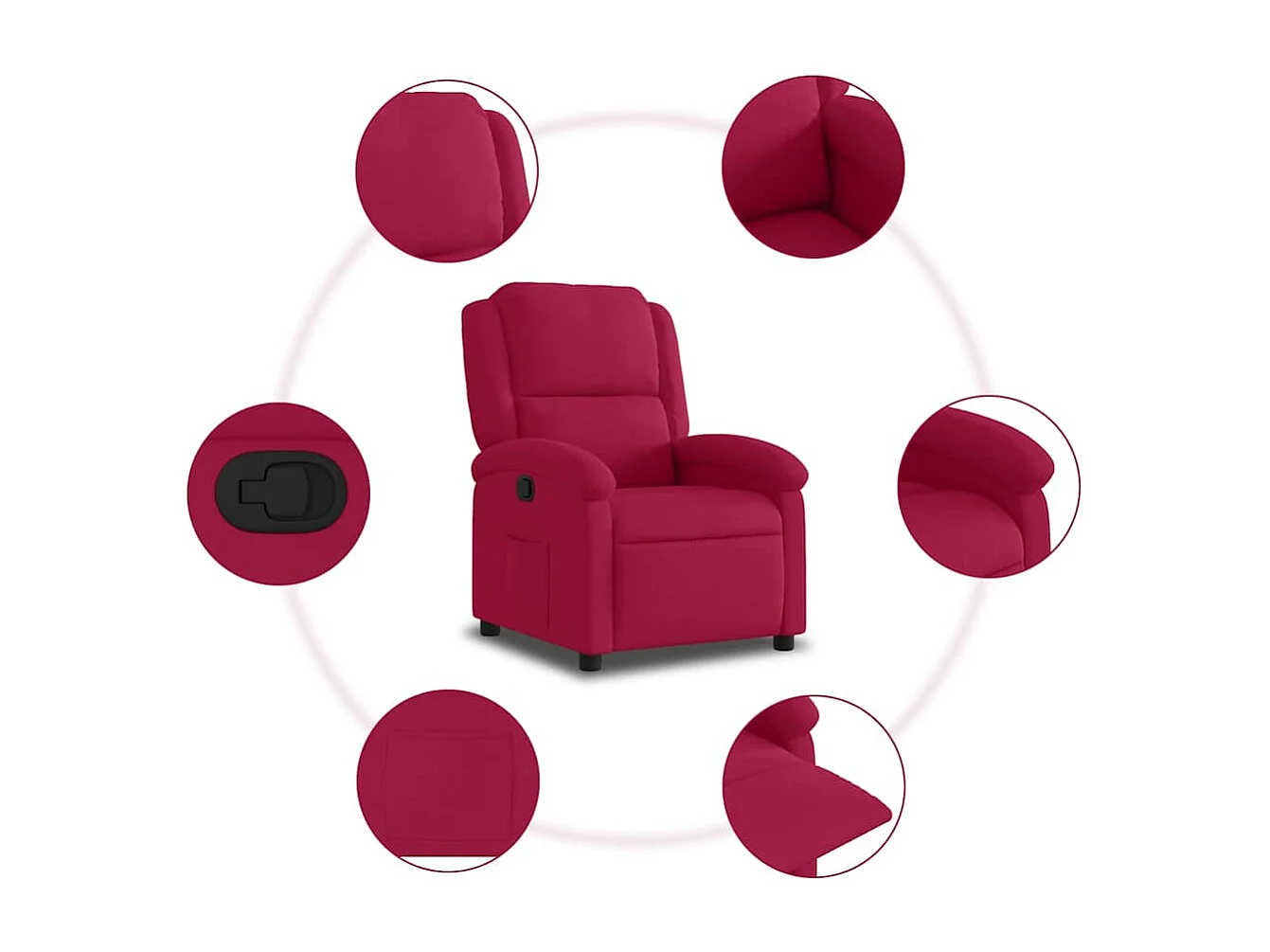 Fauteuil inclinable rouge bordeaux velours