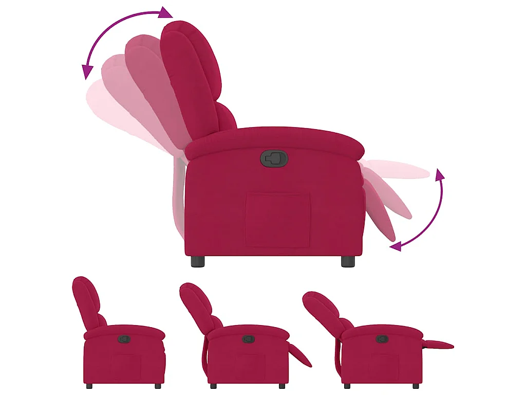 Fauteuil inclinable rouge bordeaux velours