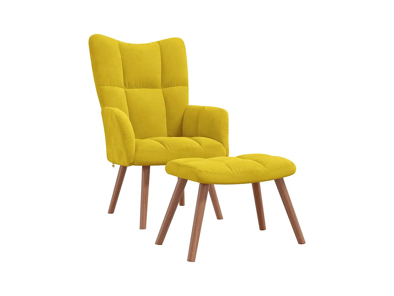 Chaise de relaxation avec repose-pied Jaune moutarde Velours