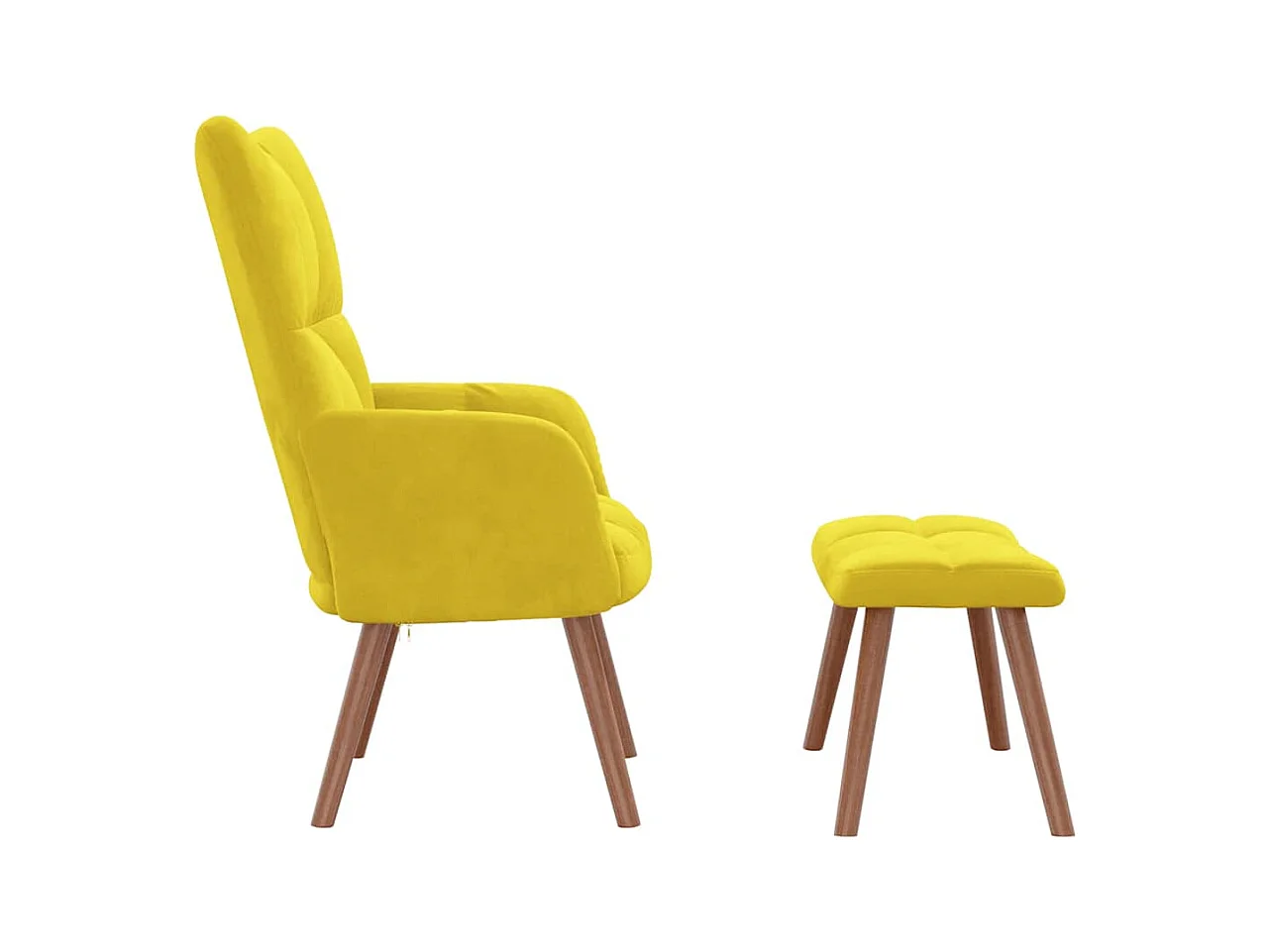 Chaise de relaxation avec repose-pied Jaune moutarde Velours