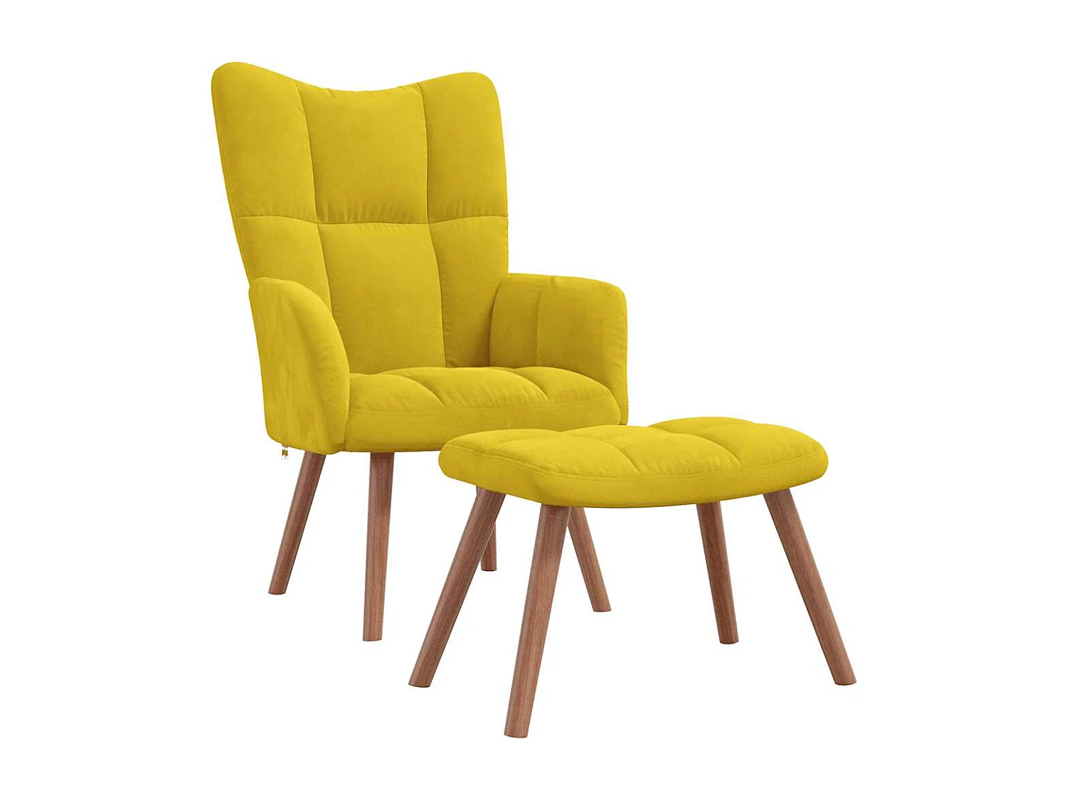 Chaise de relaxation avec repose-pied Jaune moutarde Velours