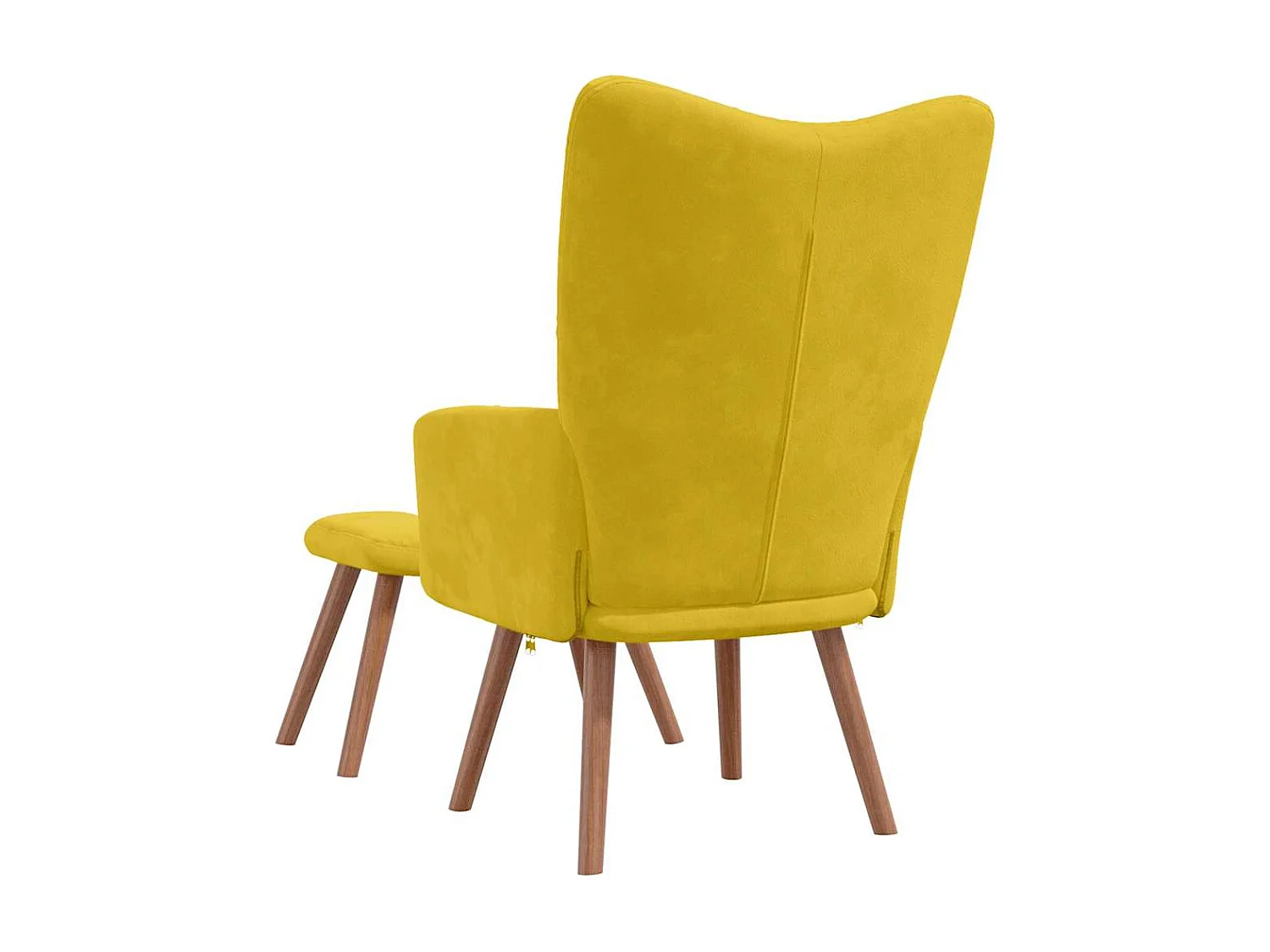 Chaise de relaxation avec repose-pied Jaune moutarde Velours