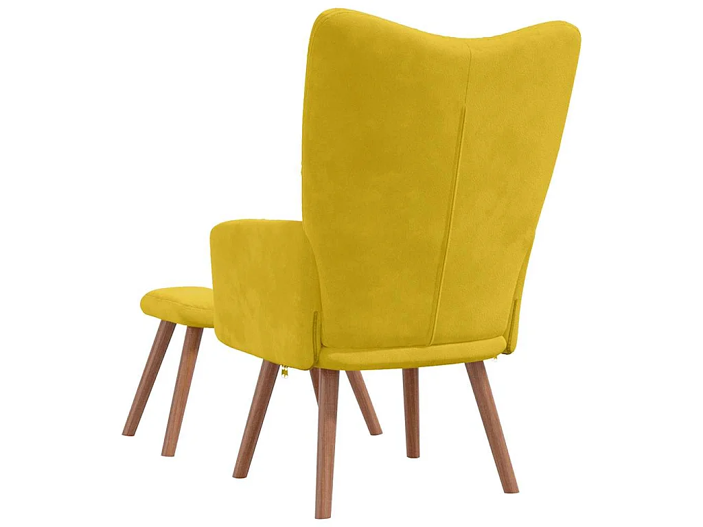 Cadeira de descanso com banco veludo amarelo mostarda