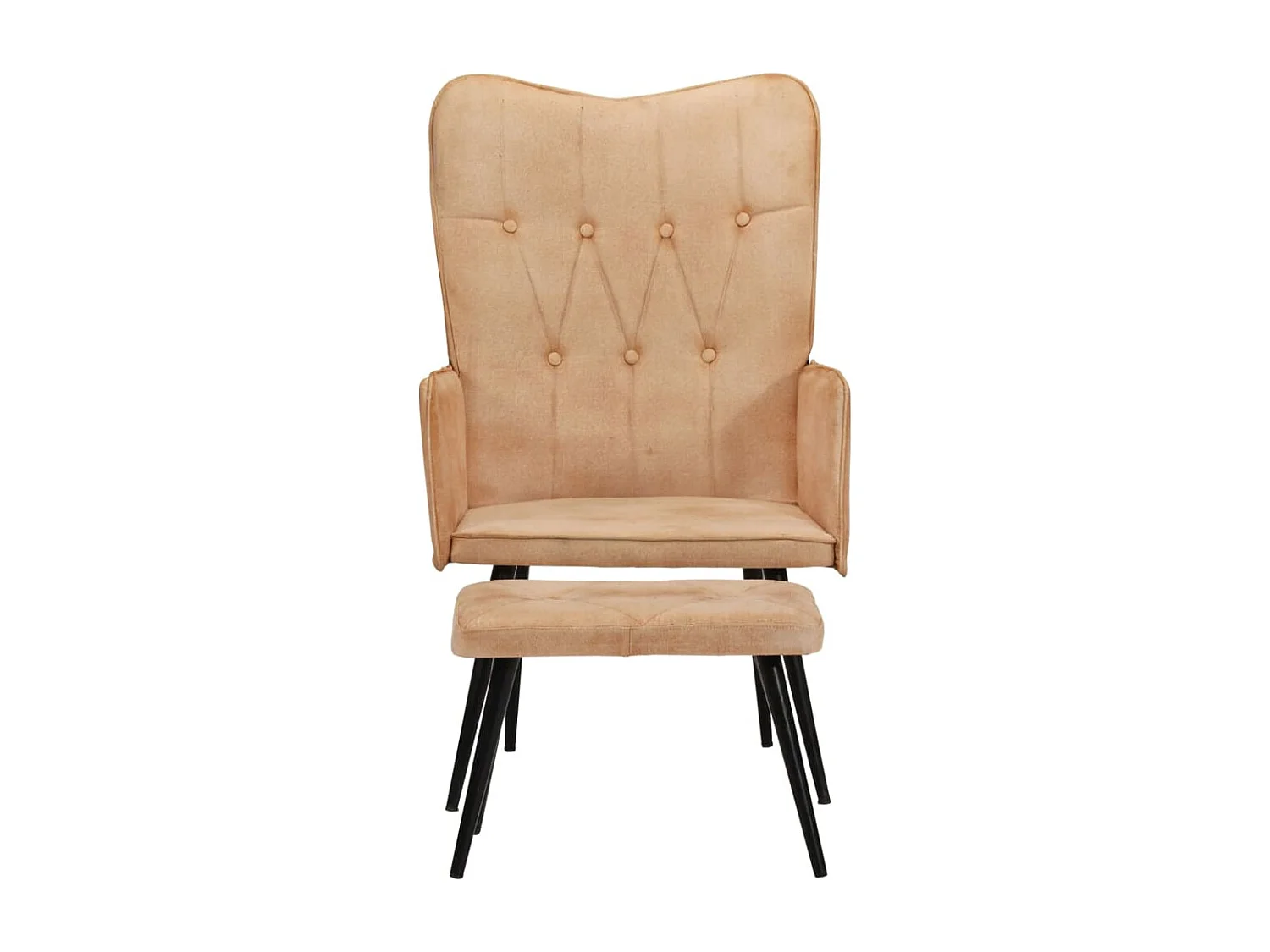 Chaise à oreilles avec repose-pied Crème Toile