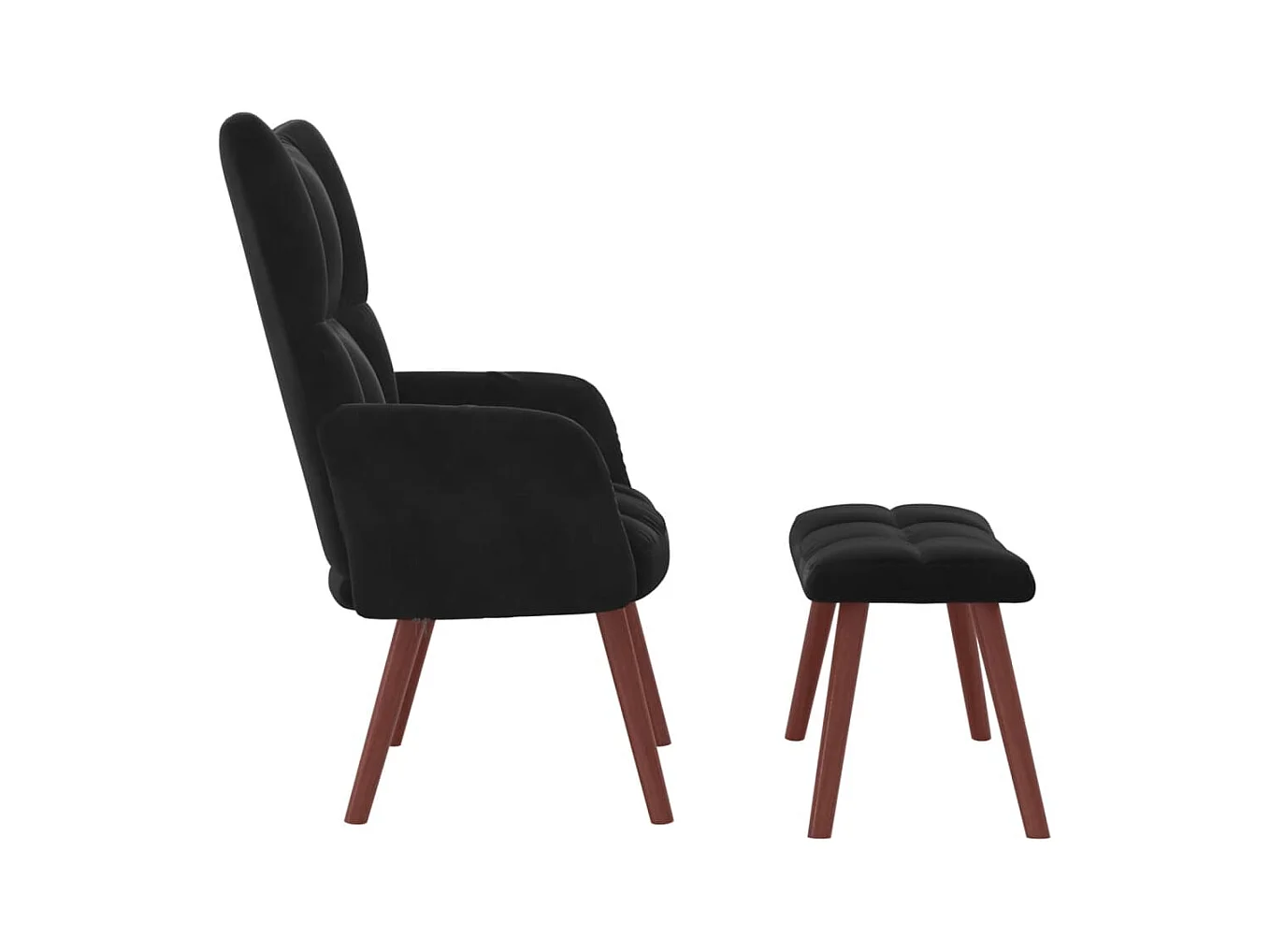 Relaxsessel mit Hocker Schwarz Samt